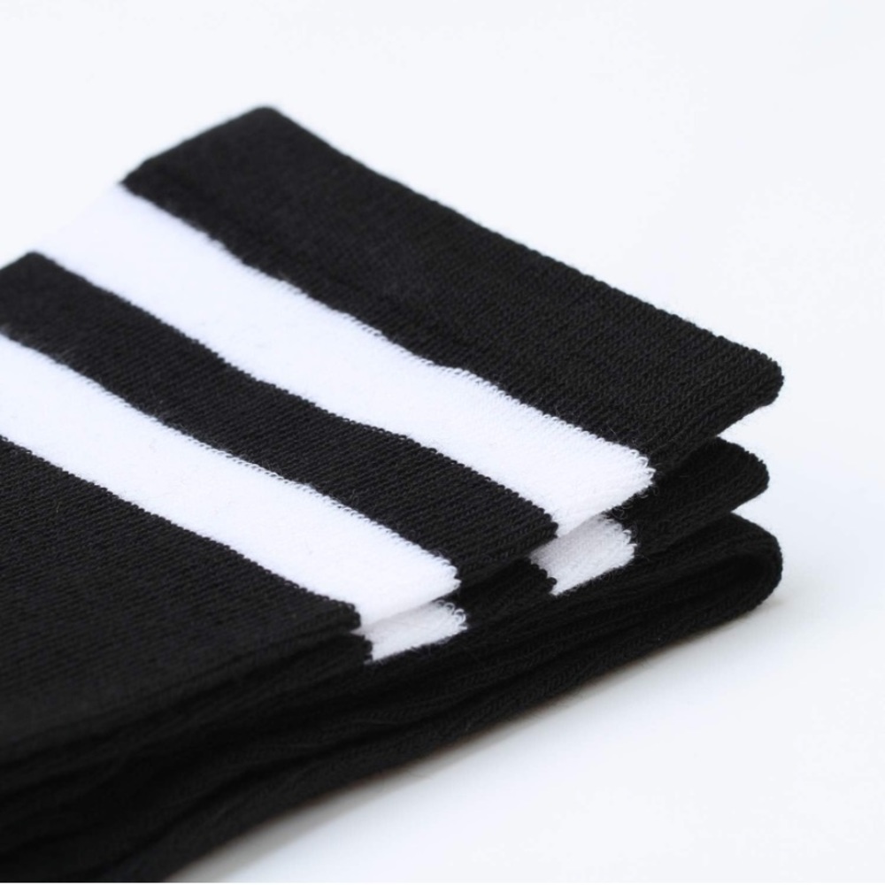 ❤️SOLD❤️ Black White Striped Thigh High Over The Knee Socks - Picture 4 of 15